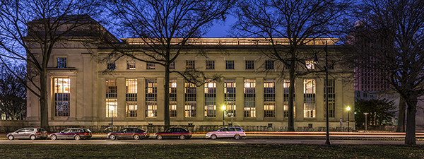 Simons Building at night